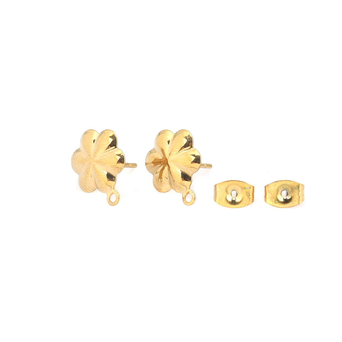 Picture of Stainless Steel Ear Post Stud Earrings Flower W/ Loop 