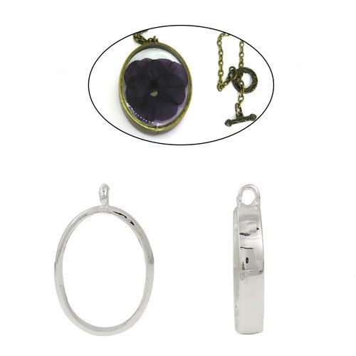 Picture of Zinc Based Alloy Open Back Bezel Pendants For Resin Oval