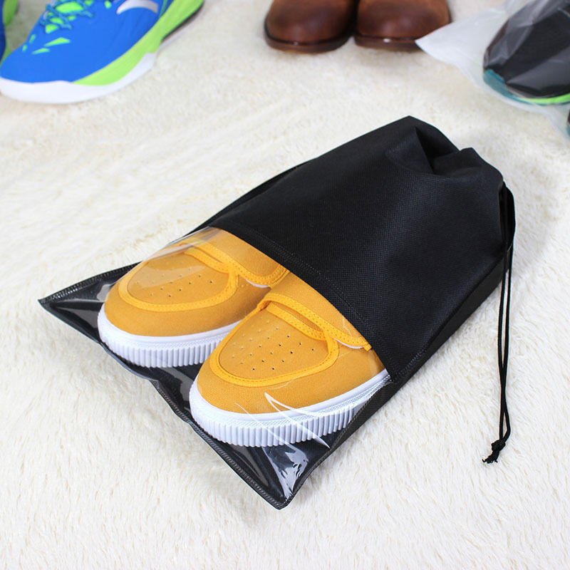 Imagen de No Tejidos Olsa De Almacenamiento Con Cordón Impermeable Para Zapatos Negro 36cm x 27cm, 1 Unidad