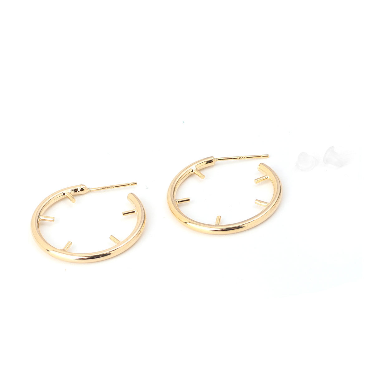 真鍮+スターリング フープピアス 18K ゴールドフィルド 環状 の画像
