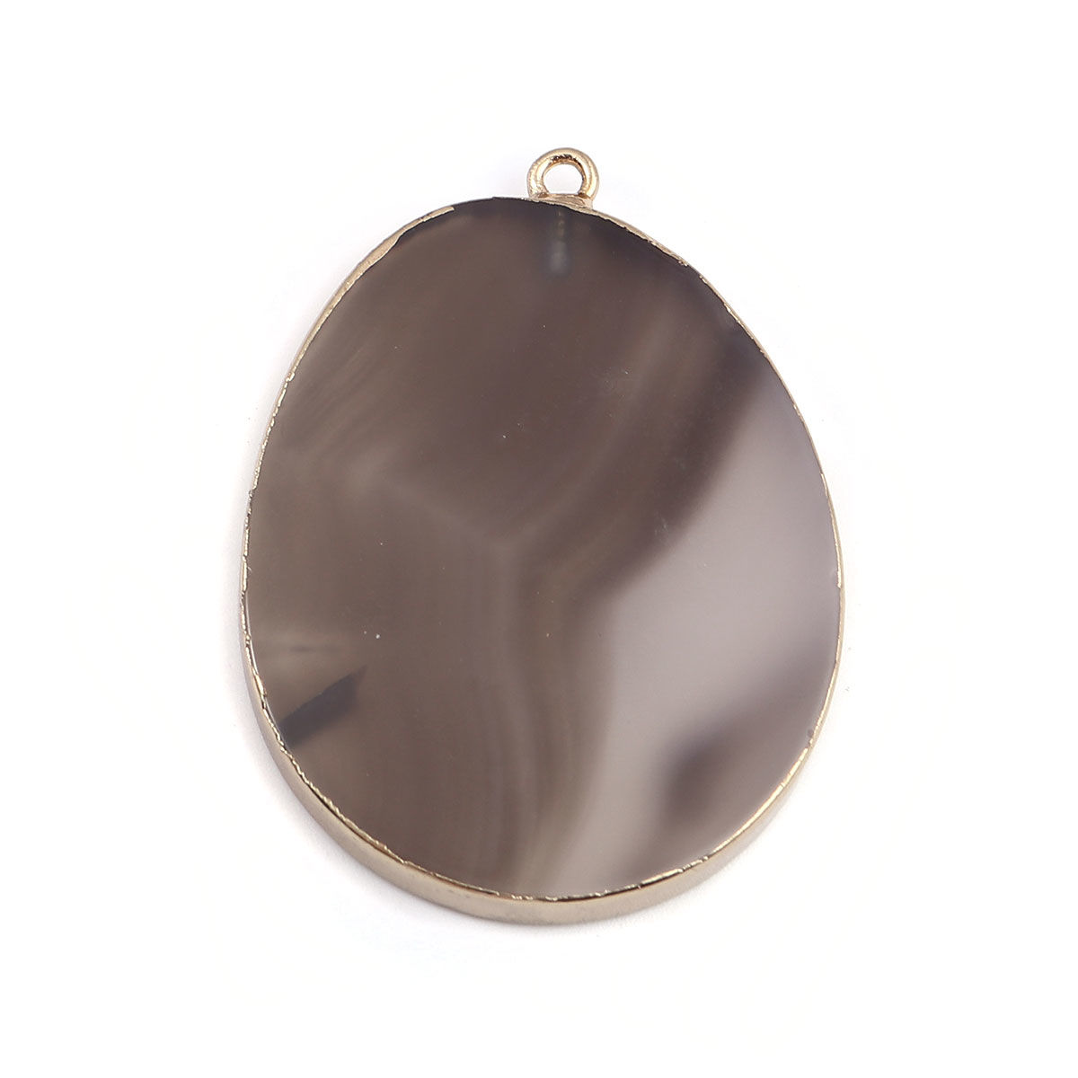 Picture of (Grade A) Agate ( Natural ) Pendants Drop Gold Plated Dark Gray 5.5cm x 4.1cm, 1 Piece