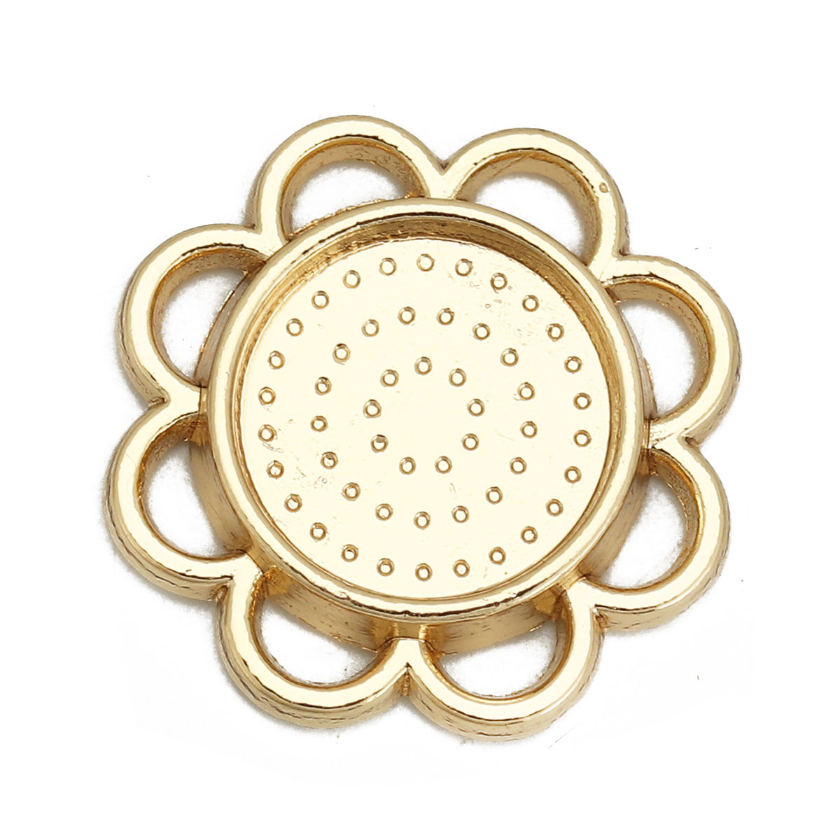 Bild von Zinklegierung Embellishments Cabochons Blumen Vergoldet Cabochon Fassung (für 14mm D.) 25mm x 25mm, 10 Stück