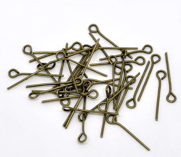 Picture of Alloy Eye Pins Antique Bronze 16mm( 5/8") long, 0.7mm (21 gauge), 900 PCs