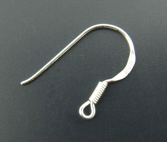 Picture of Sterling Silver Ear Wire Hooks Earring Findings Silver 