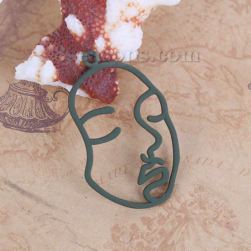 Picture of Zinc Based Alloy Pendants Face Army Green Mask 44mm(1 6/8") x 27mm(1 1/8"), 10 PCs