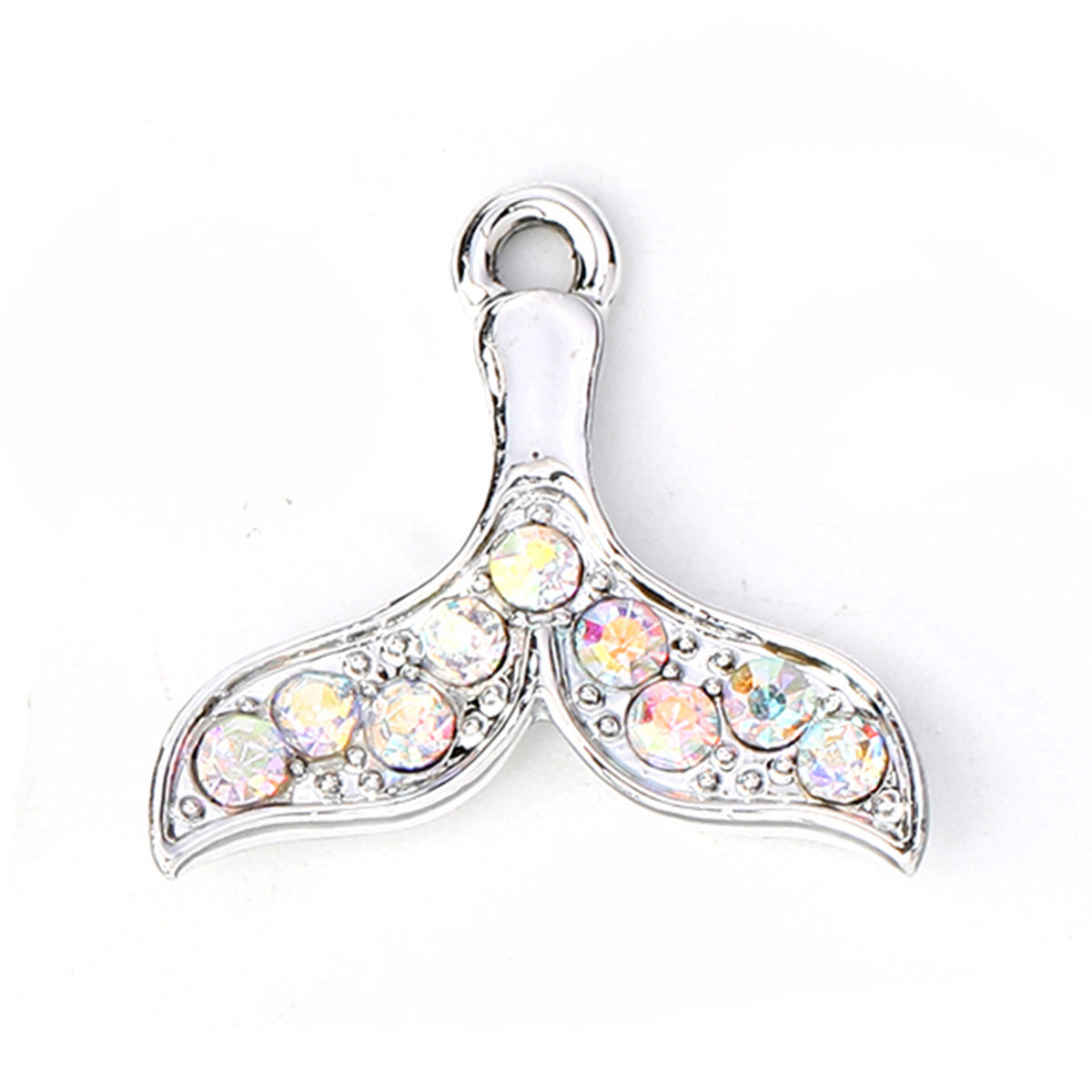 Bild von Zinkbasierte Legierung Charms Whale Tail Strass