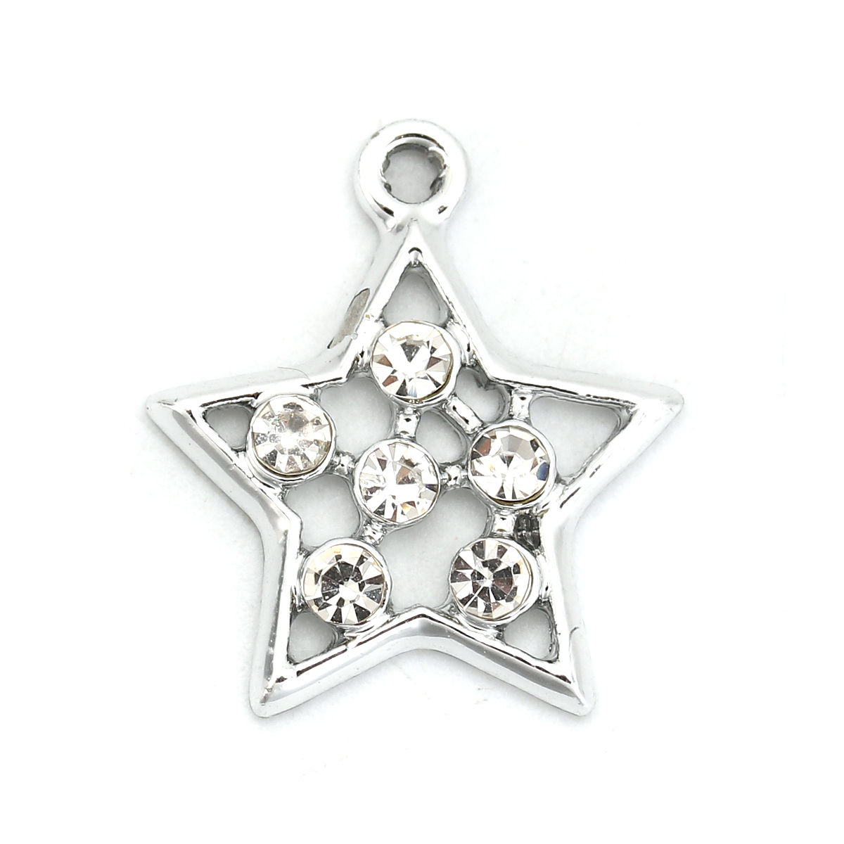 Picture of Zinc Based Alloy Charms Pentagram Star Clear Rhinestone 
