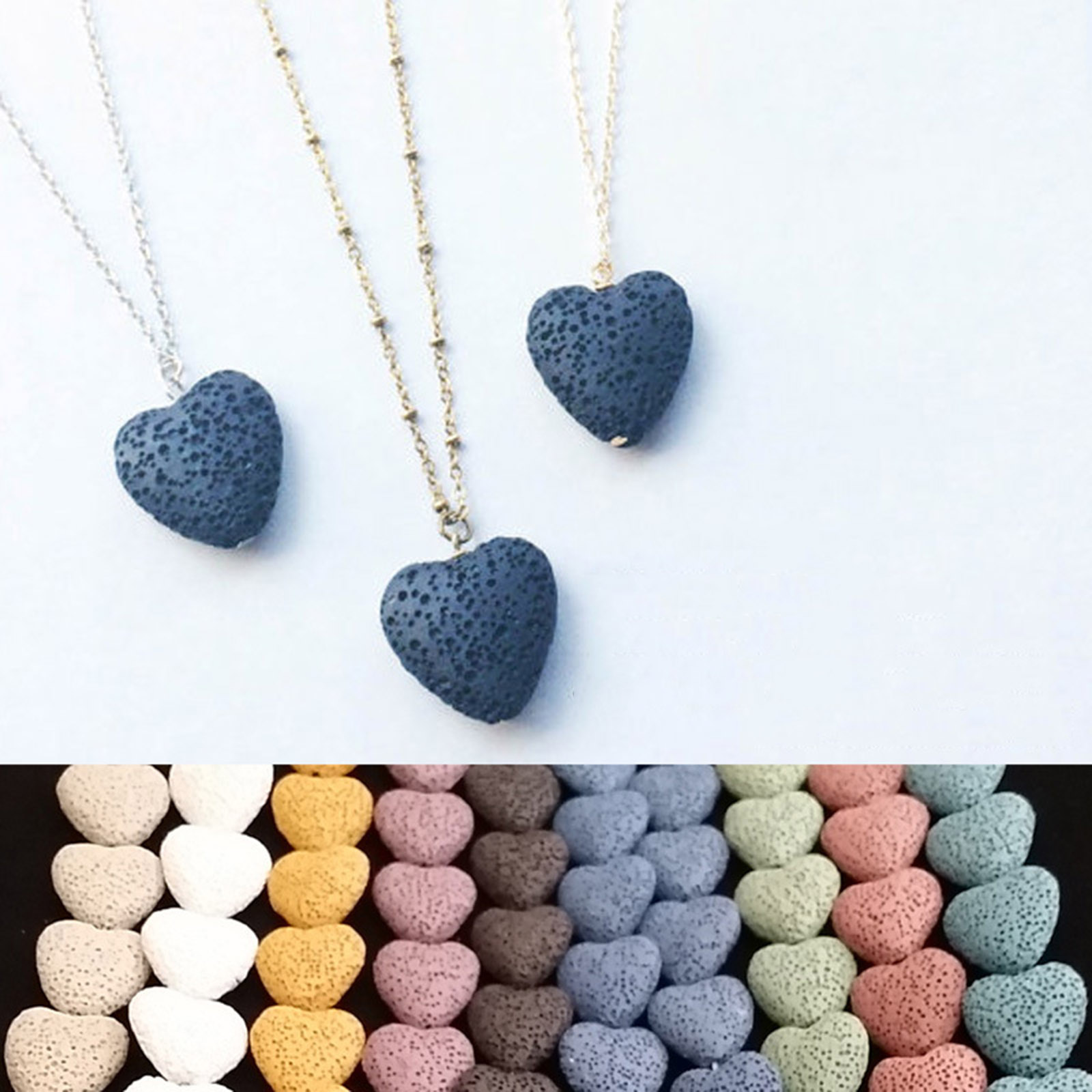 Picture of Lava Rock Beads Heart About 