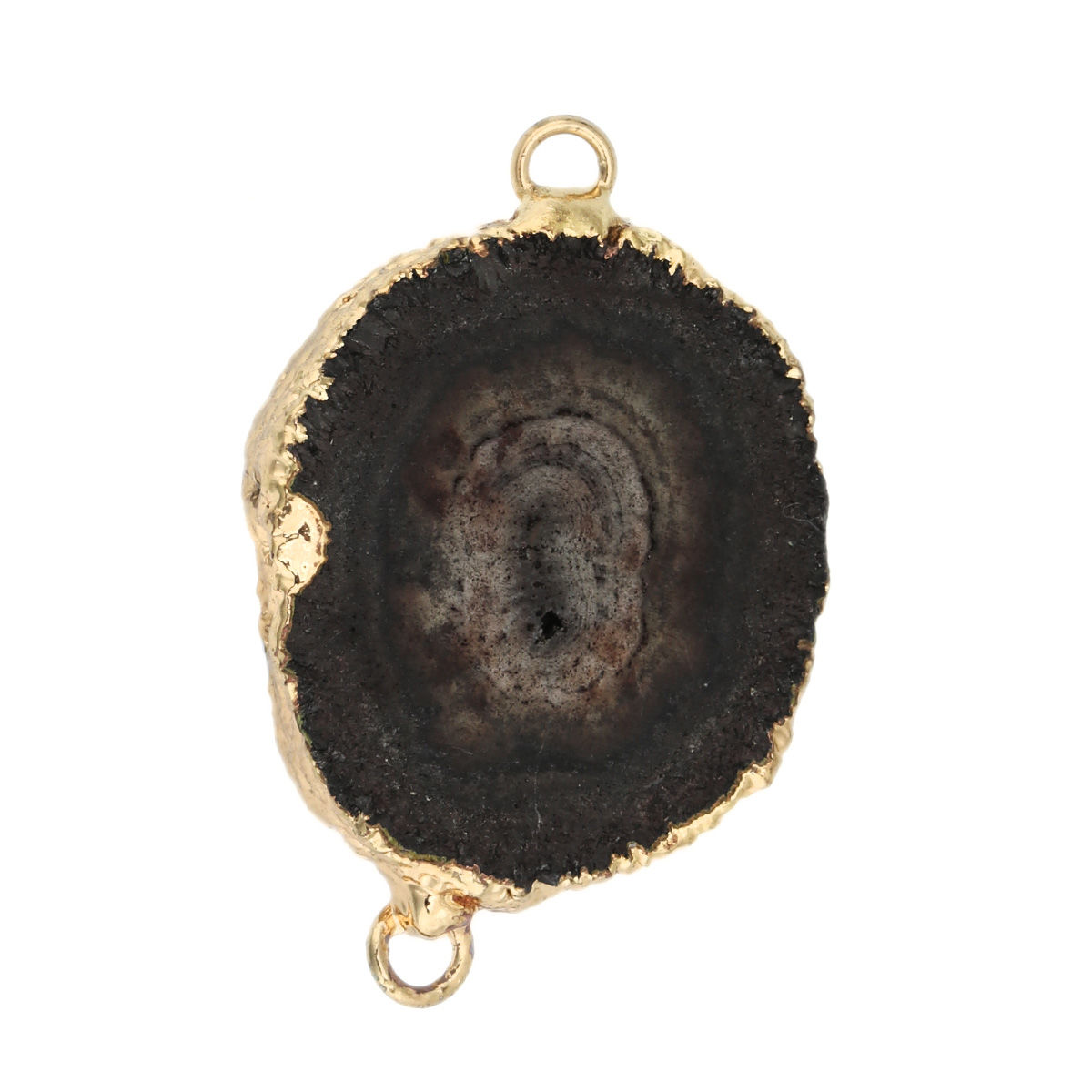 Imagen de (Grado A) Ágata ( Natural ) Druzy/ Drusy Conectores Irregular Chapado en Oro Café Oscuro 3.5cm x 2.6cm - 3.3cm x 2.1cm, 1 Unidad