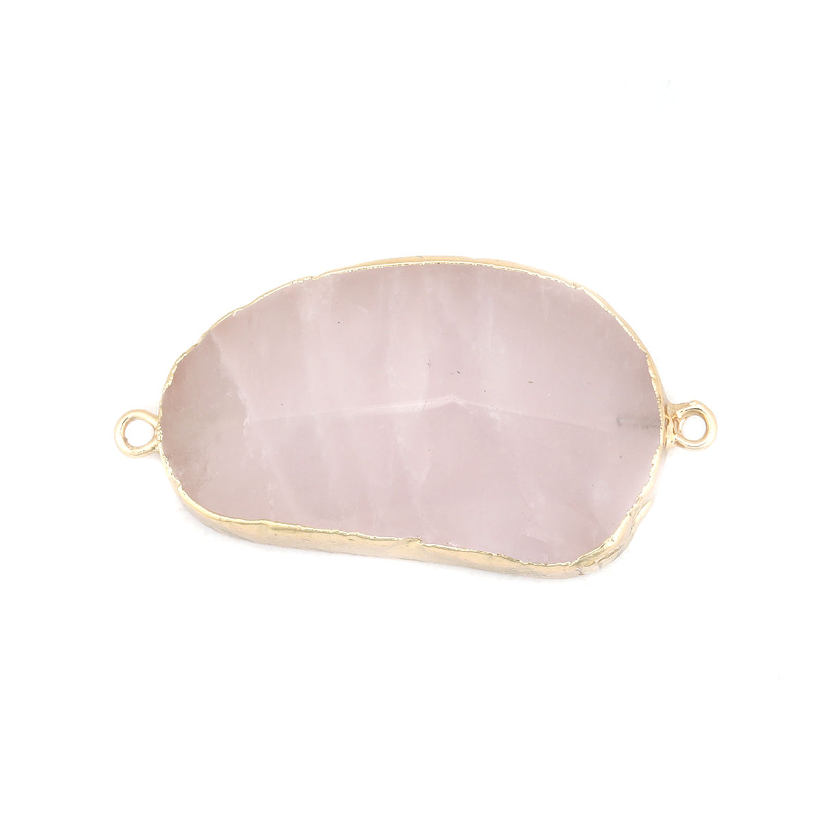 Picture of (Grade A) Rose Quartz ( Natural ) Connectors Oval Gold Plated Light Pink 4.3cm x 2.2cm, 1 Piece