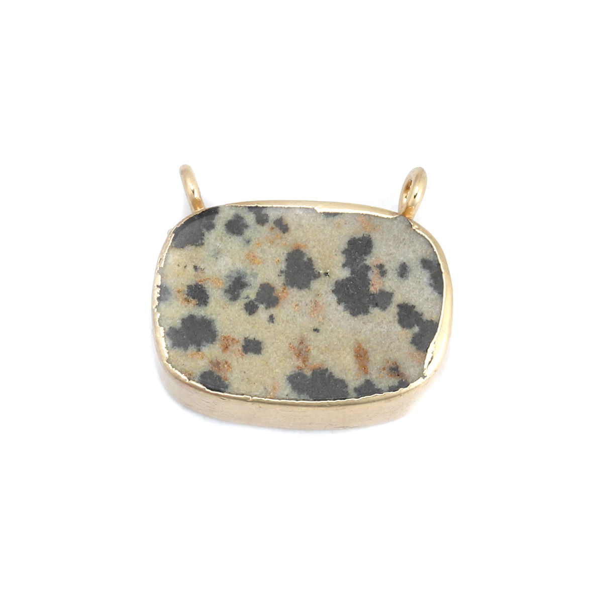Imagen de Natural Piedra Conectores Óvalo Chapado en Oro Caqui Mancomunidad 18mm x 16mm, 1 Unidad