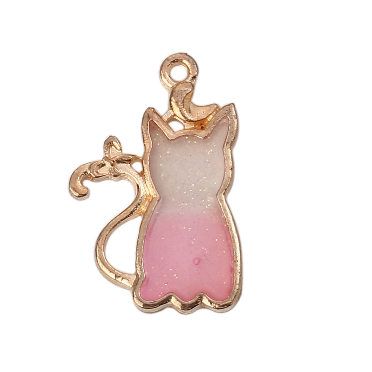Imagen de Zamak Colgantes Charms Gato Chapado en Oro Rosado Esmalte 26mm x 17mm, 10 Unidades