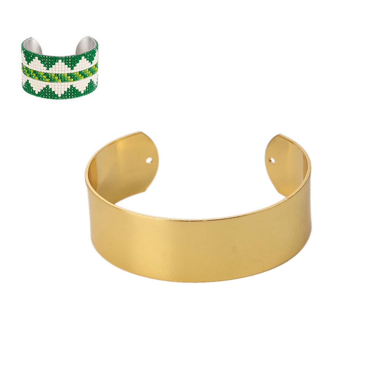 Imagen de Latón Abierta Cuff Brazaletes Pulseras Ronda Chapado en Oro 15.3cm longitud, 1 Unidad
