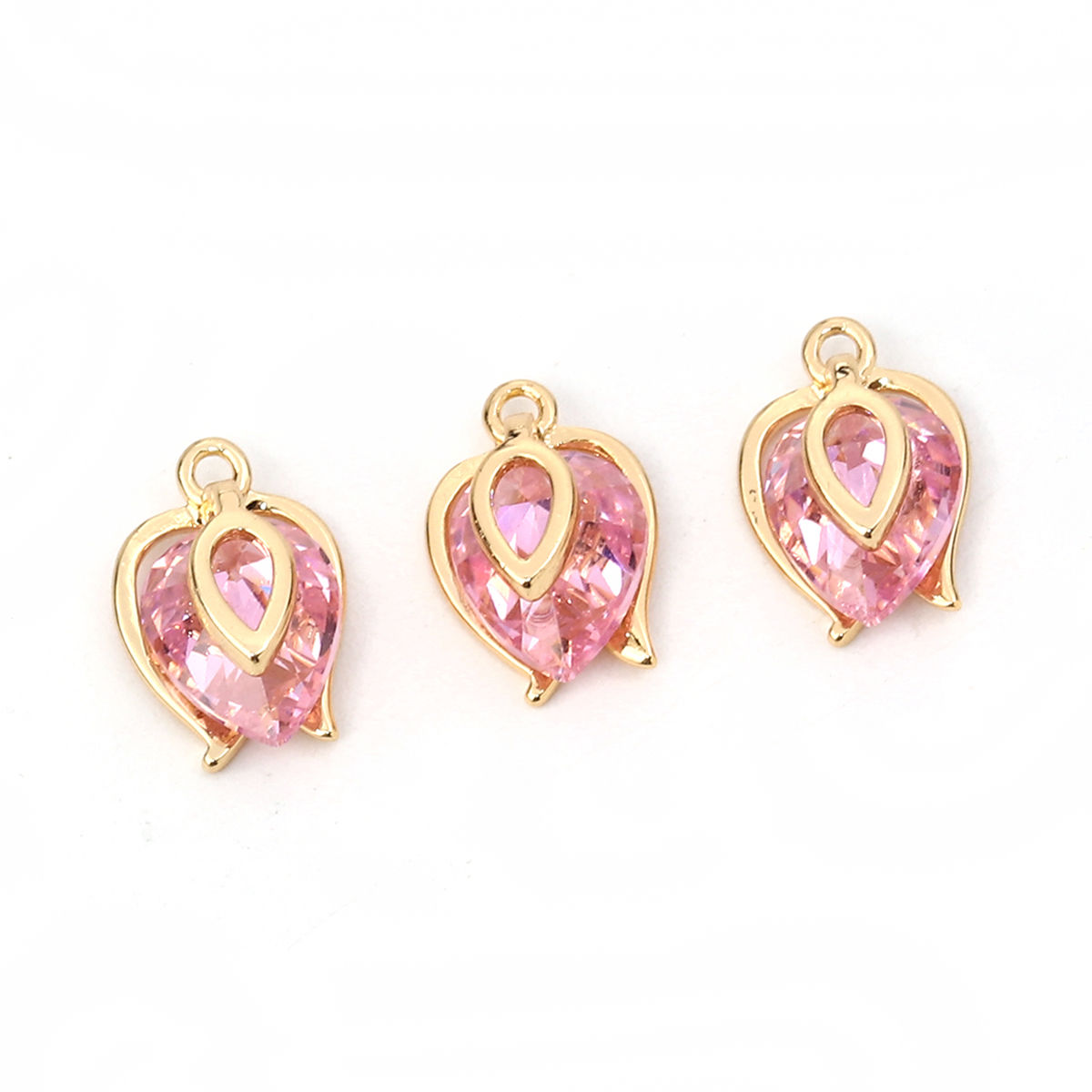 Imagen de Latón Colgantes Charms Gota Chapado en Oro Rosado 12mm x 8mm, 2 Unidades