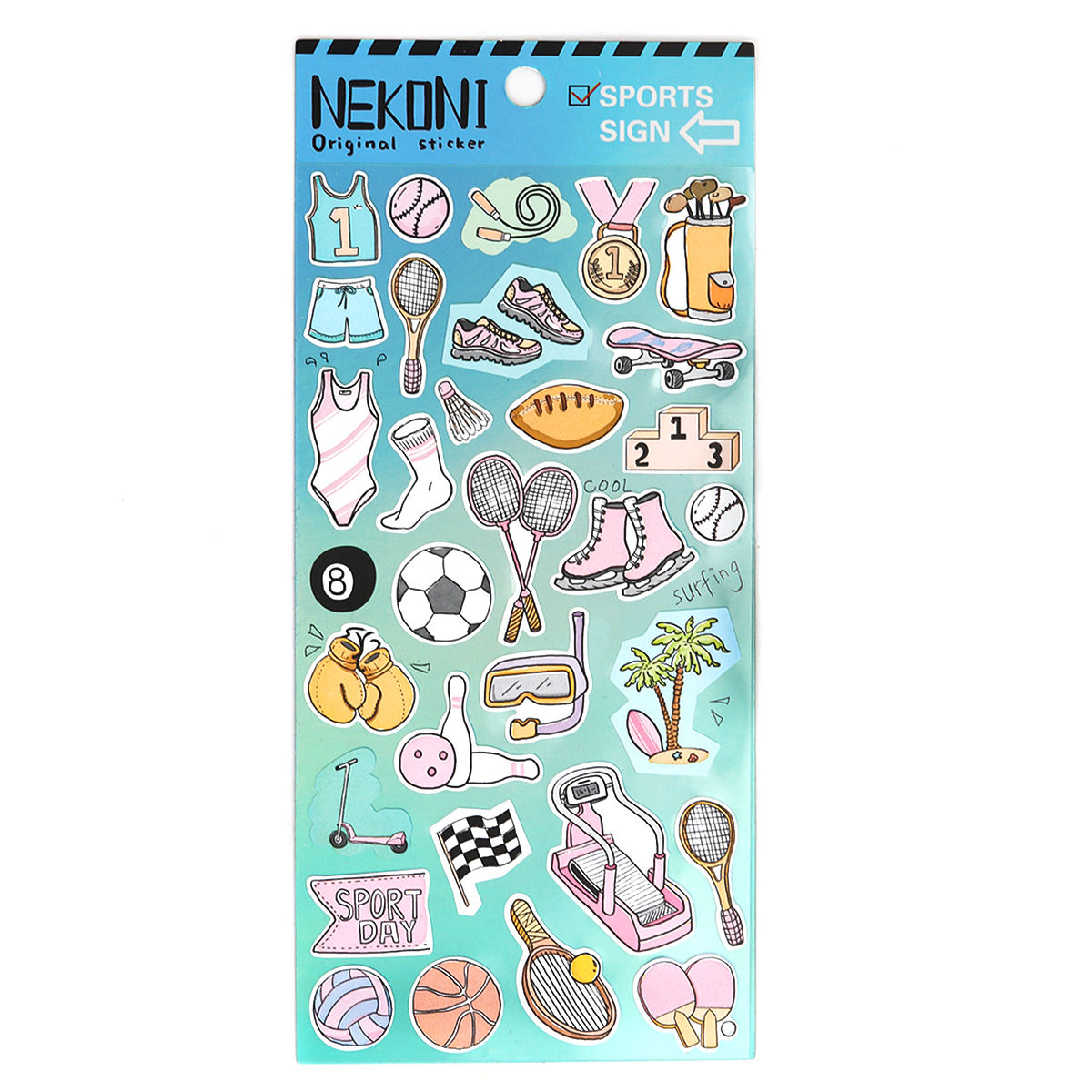 Picture of Paper Sport DIY Scrapbook Deco Stickers At Random 20cm(7 7/8") x 9cm(3 4/8"), 1 Sheet