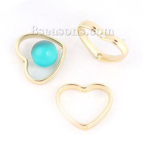 Imagen de Marcos de Cuentas Zamak de Corazón , Chapado en Oro (Adap 12mm Cuentas) 20mm x 17mm, 10 Unidades