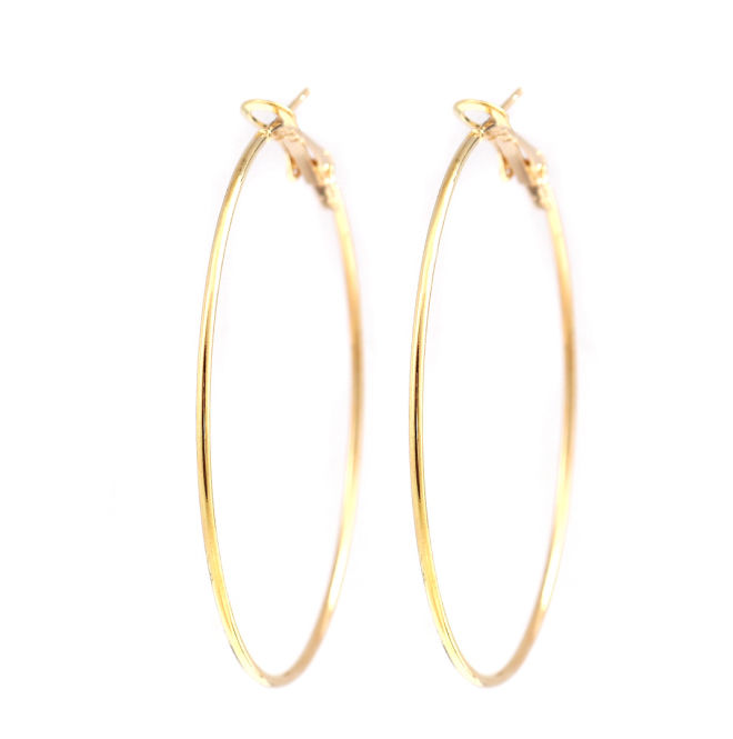 Imagen de Zamak Pendientes Círculos Chapado en Oro 53mm x 48mm, Post/ Wire: (20 gauge), 4 Unidades