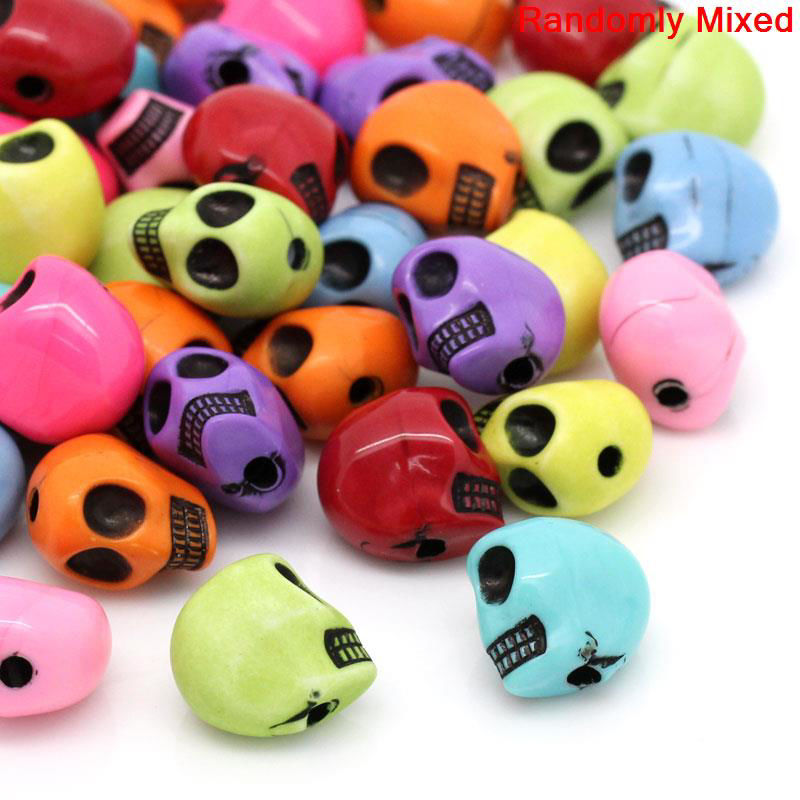 Picture of Acrylic Day Of The Dead Beads Sugar Skull At Random About 