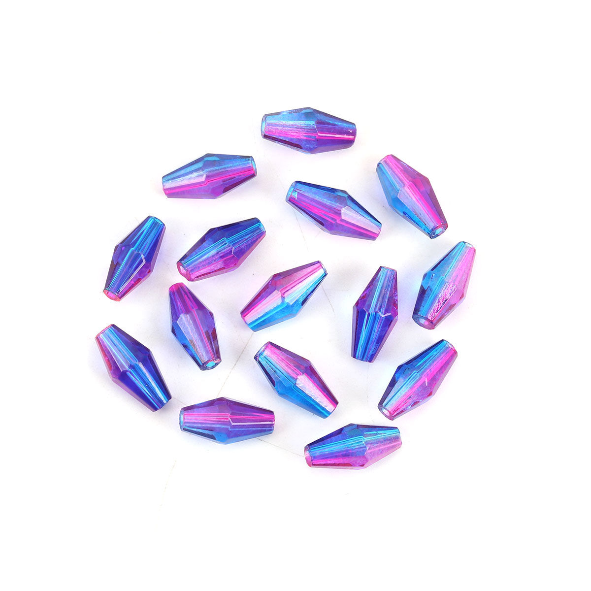 Imagen de Vidrio Cuentas Florero, Azul Oscuro & Fucsia Dos Colores Sección Aprox 11mm x 6mm, Agujero: Aprox 1.5mm, 50 Unidades