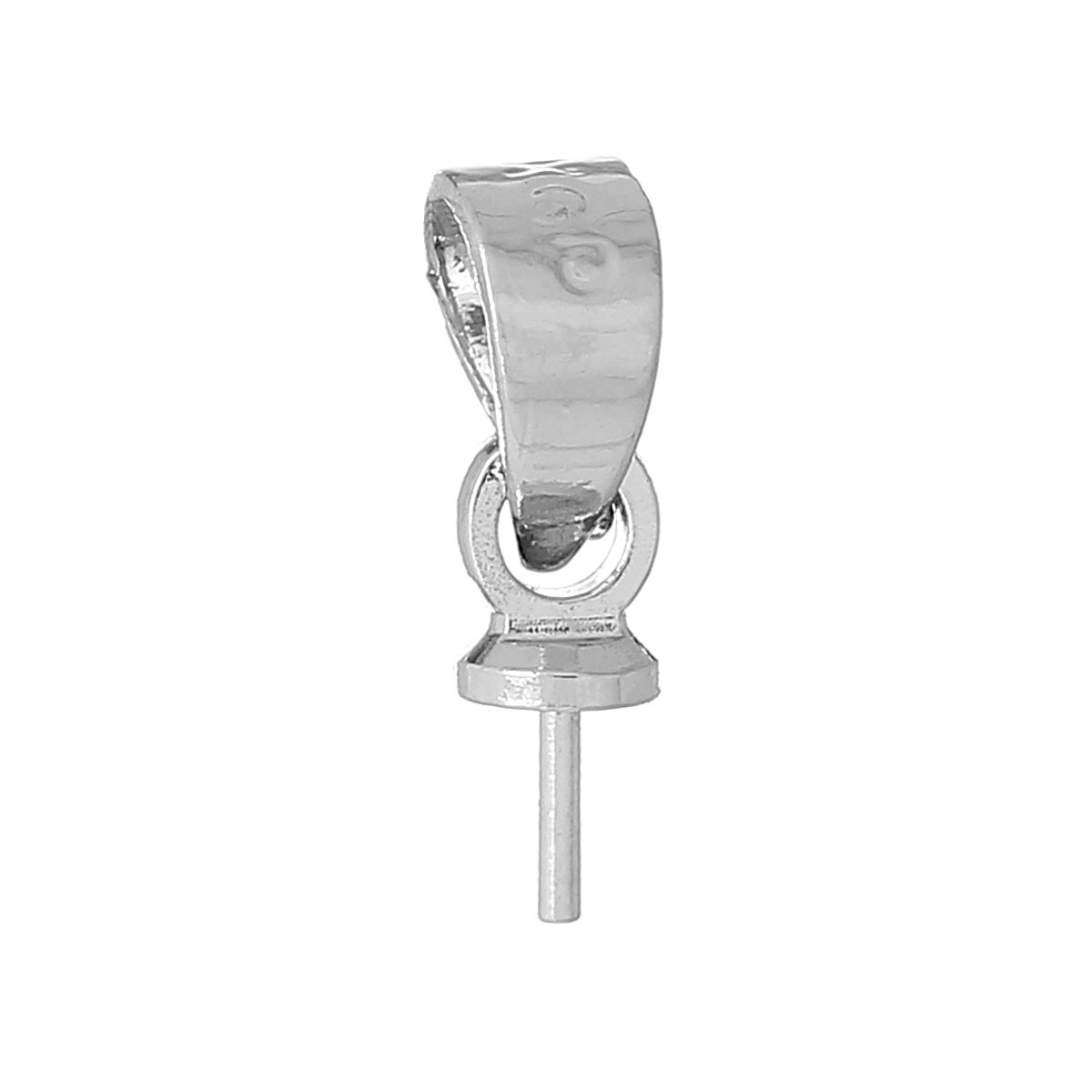 Imagen de Latón Clavija Bail Tono de Plata 11mm x4mm(Espesor de la Aguja:0.7mm), 100 Unidades