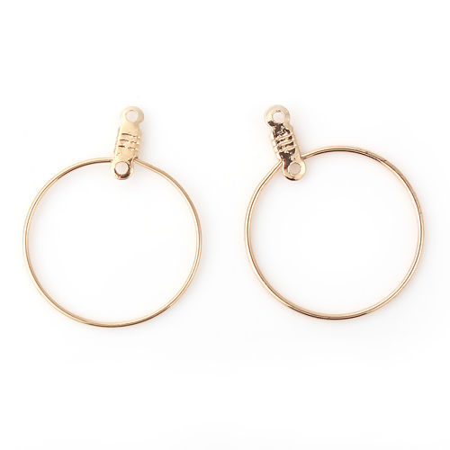 Imagen de Colgantes Latón de Anillo Chapado en Oro 29mm x 23mm, 10 Unidades