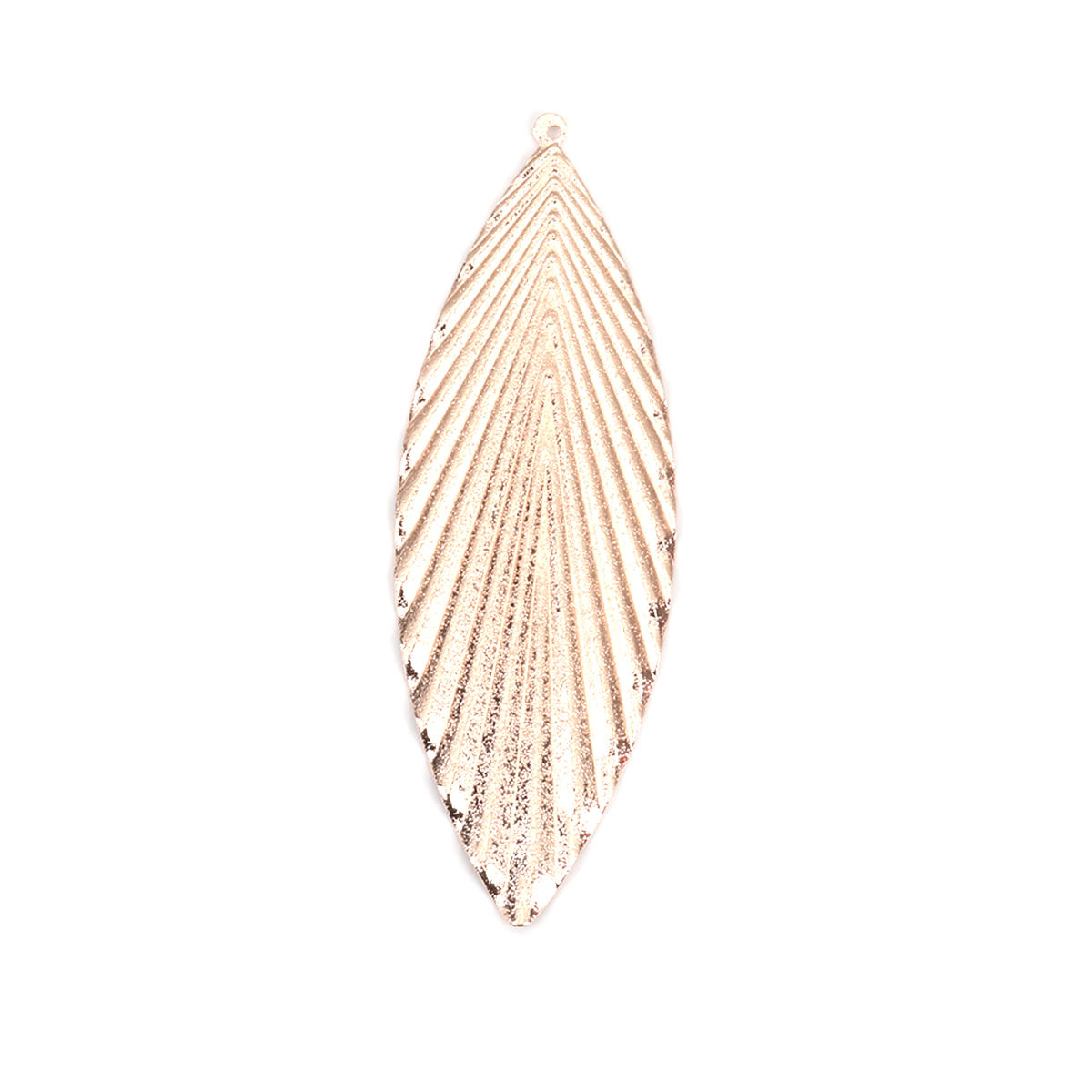 Imagen de Latón Colgantes Oro Rosa Hoja Punto 90mm x 31mm, 5 Unidades