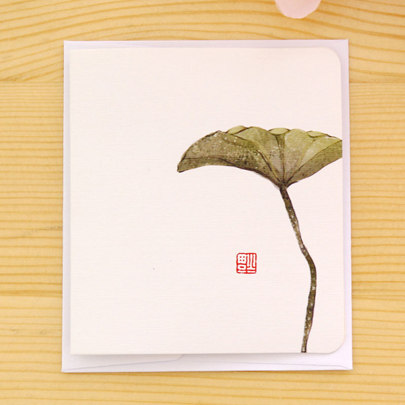 Bild von Weiß - Lotusblatt kreative klassische chinesische Artgrußkarte DIY faltende Geburtstag Weihnachtsgrußkarte der weißen unbedeutenden Mitteilung