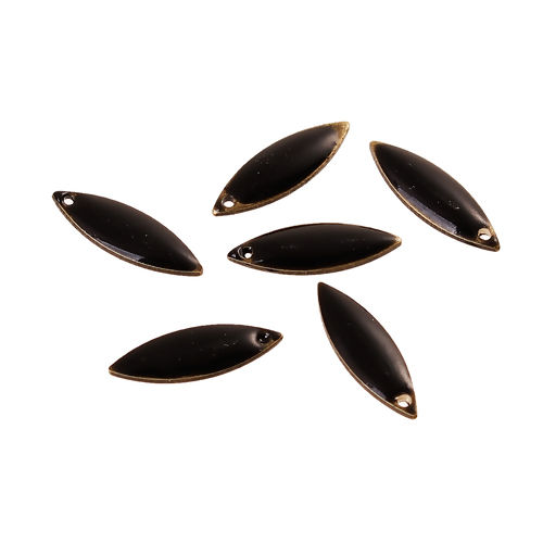 Bild von 5 Stück Messing Emaillierte Pailletten Charms Bunt Marquise 16mm x 5mm