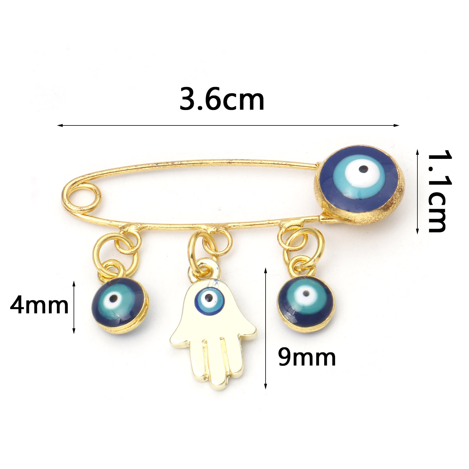Bild von Pin Broschen Evil Eye Hand Palm Emaille Klarer Strass