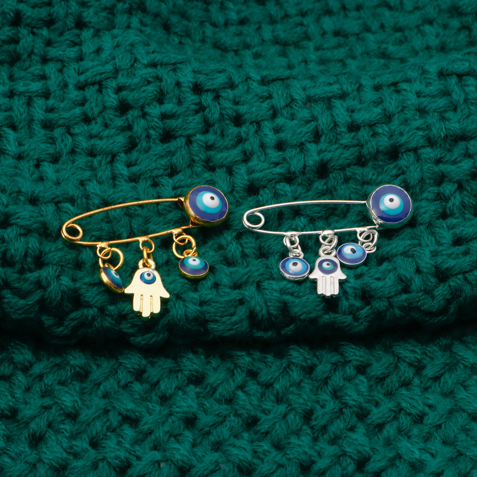 Bild von Pin Broschen Evil Eye Hand Palm Emaille Klarer Strass