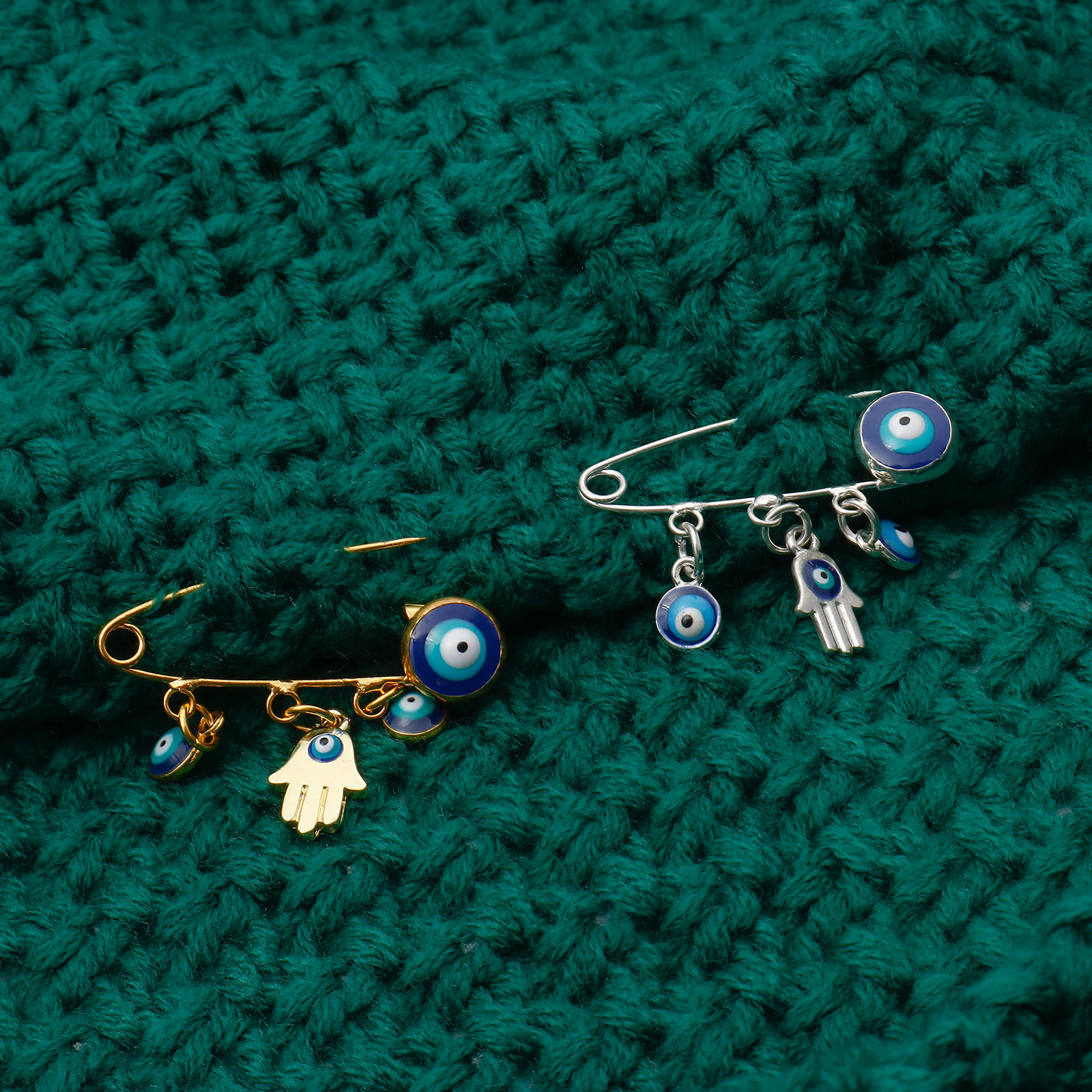 Bild von Pin Broschen Evil Eye Hand Palm Emaille Klarer Strass