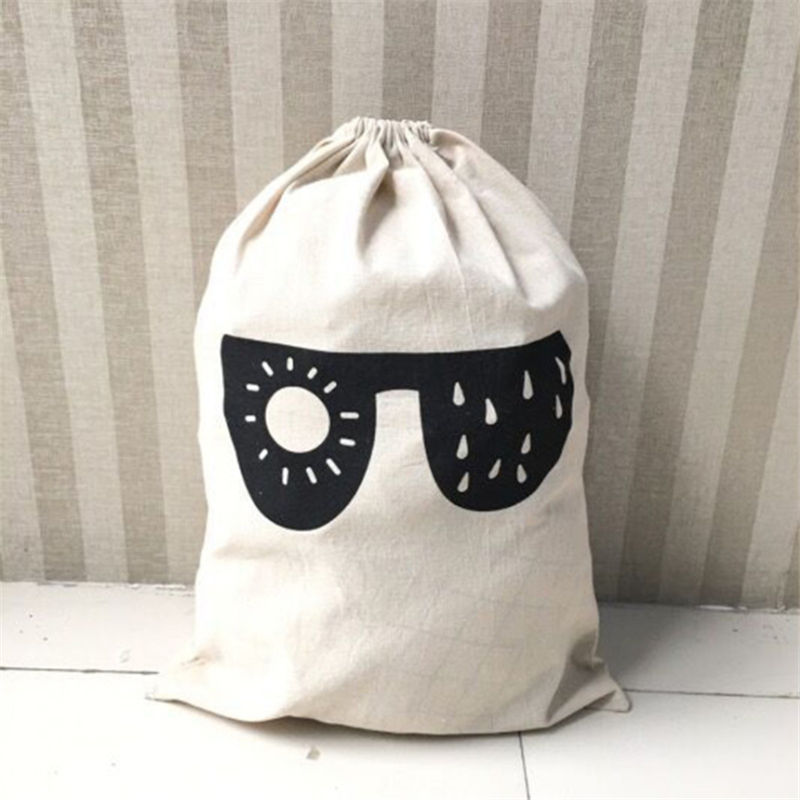 Imagen de Algodón lavandería Lavado Bolsa  Negro & Blanco Crema Gafas 46cm x 42cm, 1 Unidad