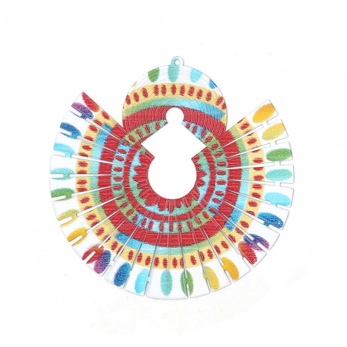 Picture of Brass Enamel Painting Pendants Fan-shaped Filigree Stamping