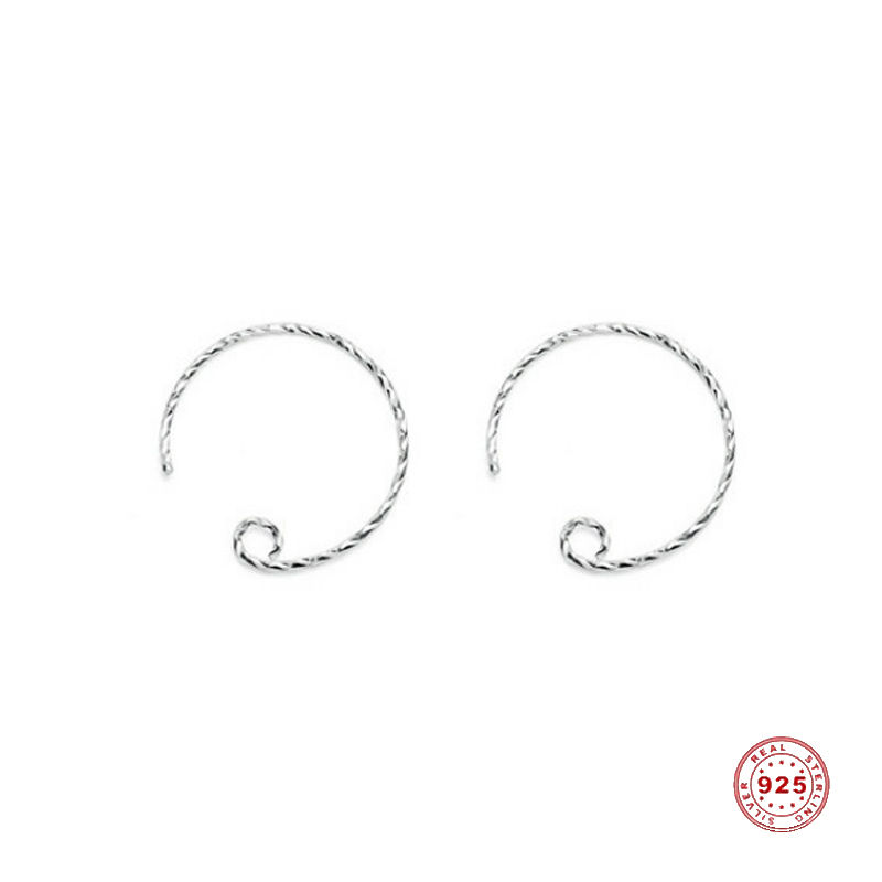 Bild von Sterling Silber Ohrring Ohr Haken Zubehör Rund Silbrig 15mm, Drahtstärke: (20 gauge), 1 Paar