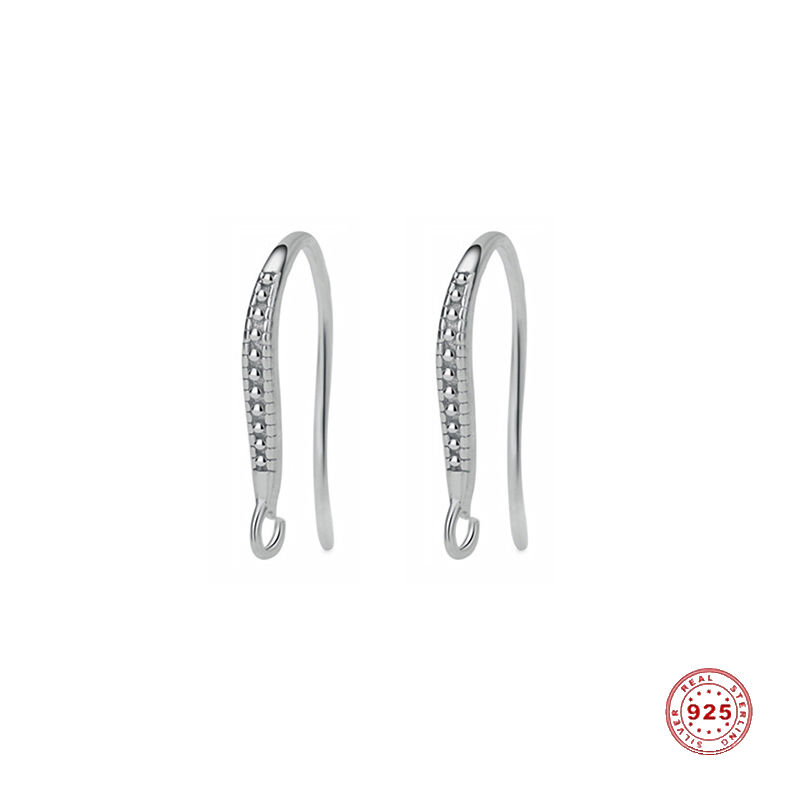 Bild von Sterling Silber Ohrring Ohr Haken Zubehör Silbrig Klar Zirkon M/Öse 16mm x 9mm, Drahtstärke: (19 gauge), 1 Paar