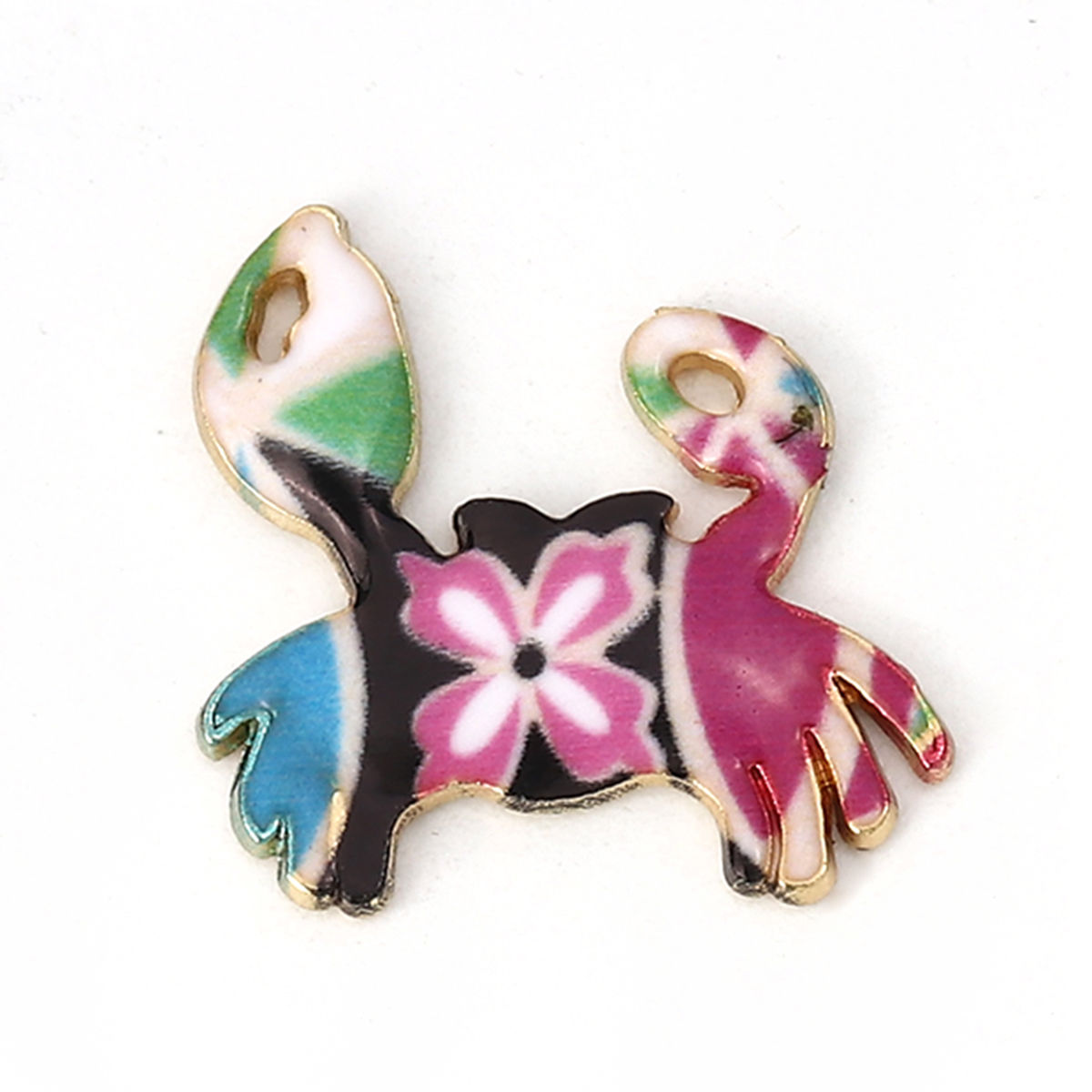 Picture of Zinc Based Alloy Ocean Jewelry Charms Crab Animal Gold Plated Multicolor Enamel 19mm( 6/8") x 19mm( 6/8"), 5 PCs