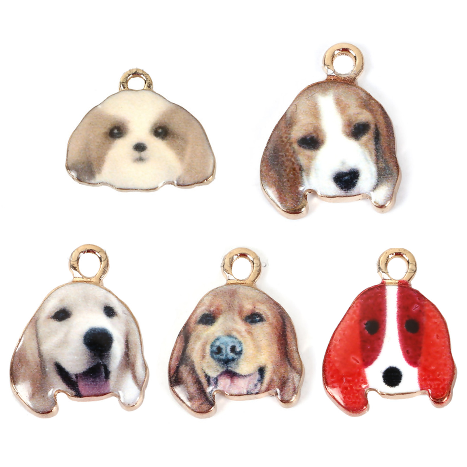 Изображение Цинковый Сплав Подвески Лабрадор ретривер Позолоченный Белый 18мм x 14мм, 10 ШТ