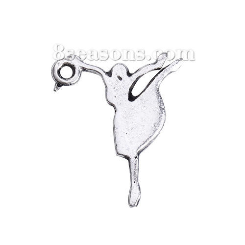 Picture of Zinc Based Alloy Charms Ballerina Antique Silver Color 18mm( 6/8") x 14mm( 4/8"), 80 PCs