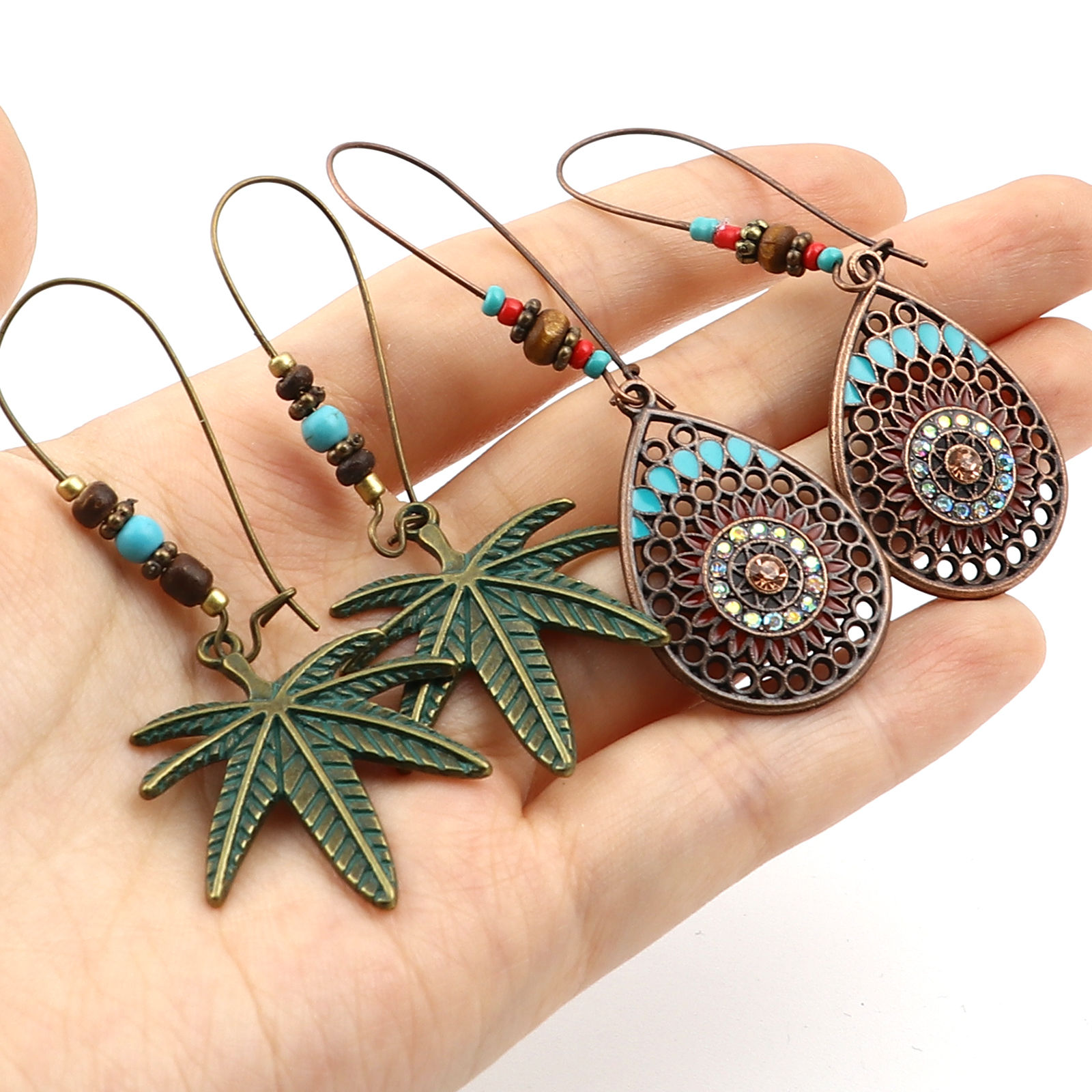 Picture of Earrings Drop Imitation Turquoise 
