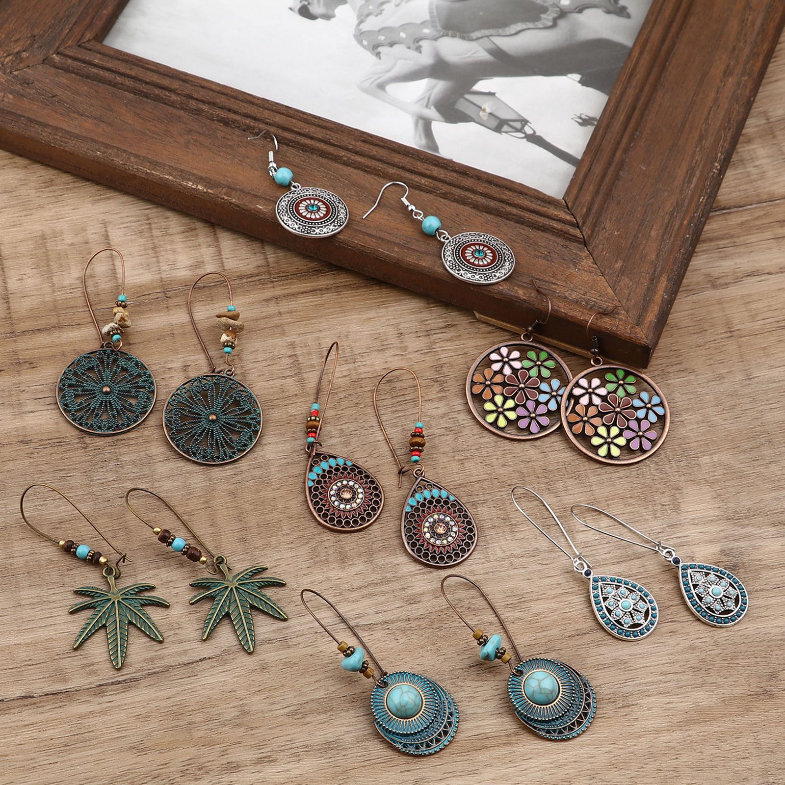 Picture of Earrings Drop Imitation Turquoise 