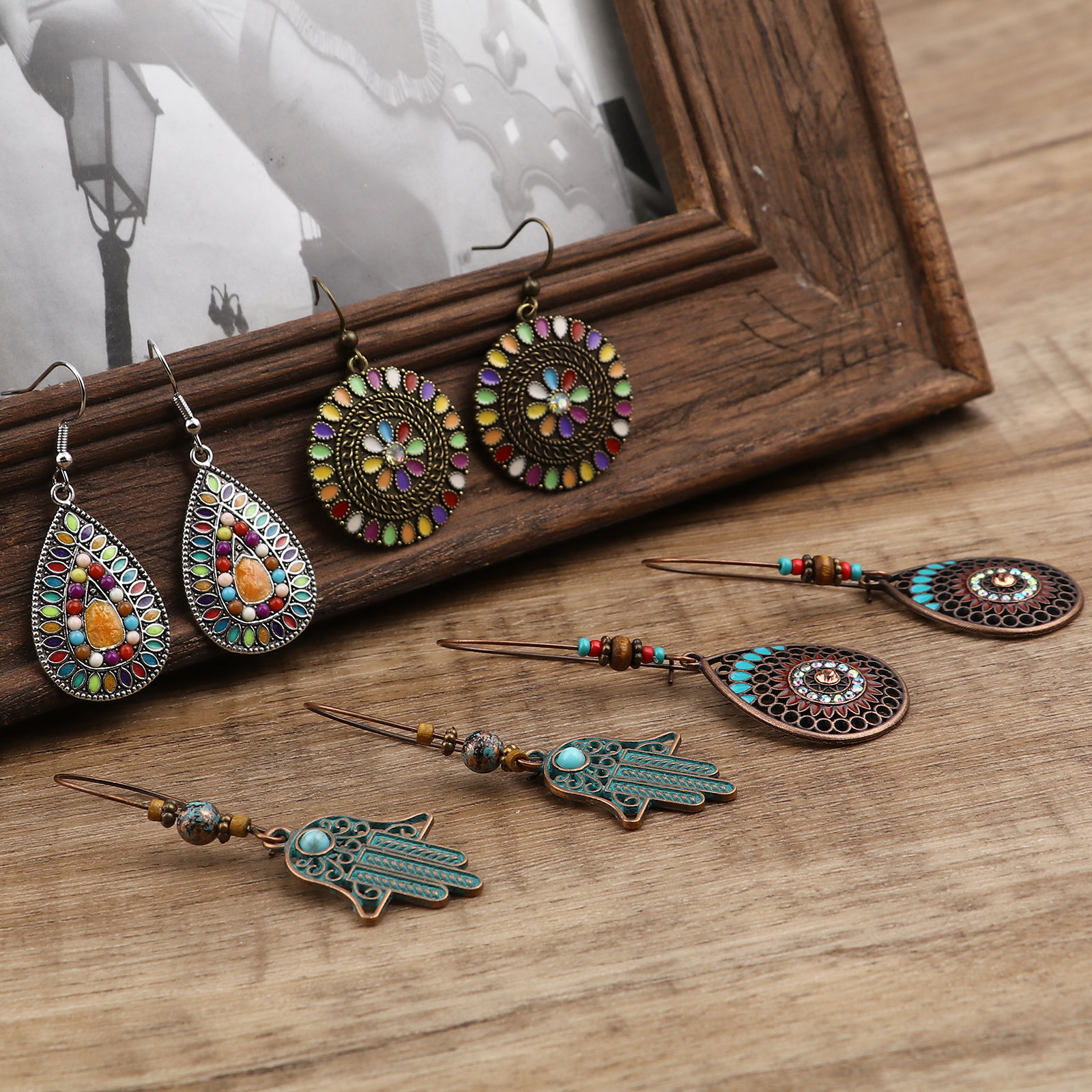 Picture of Earrings Drop Imitation Turquoise 