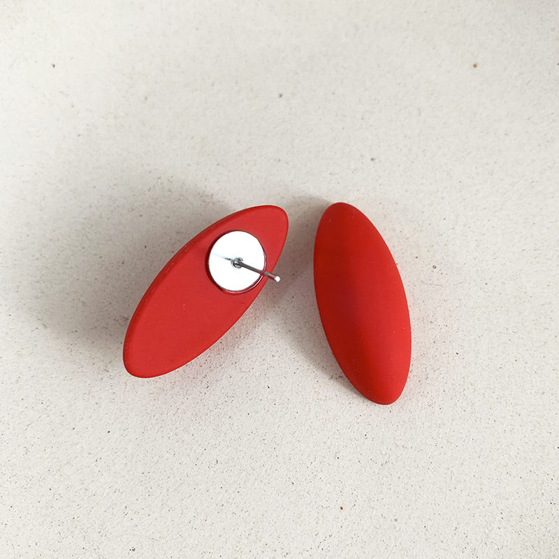 Imagen de Pendientes Rojo Óvalo Escarchado 67mm x 27mm, 1 Par