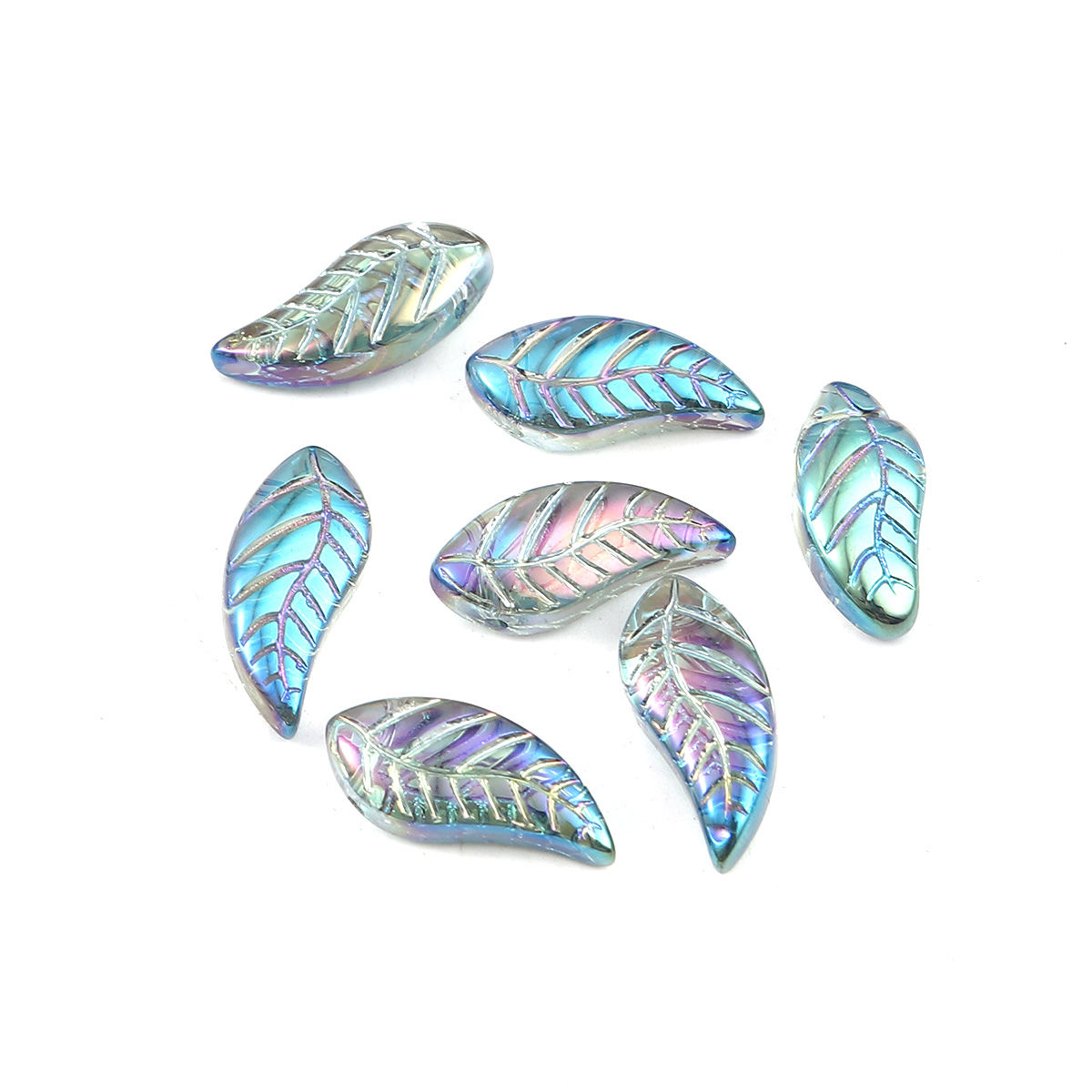 Picture of Glass Beads Leaf AB Rainbow