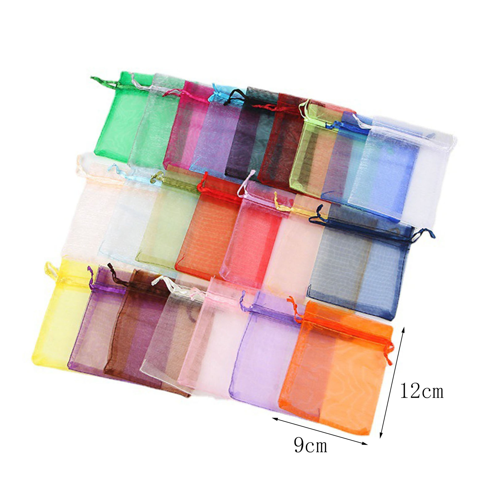 Imagen de Regalo de Bodas Joyería de Organza Bolsa Rectángulo de Negro 12cm x 9cm, 100 Unidades