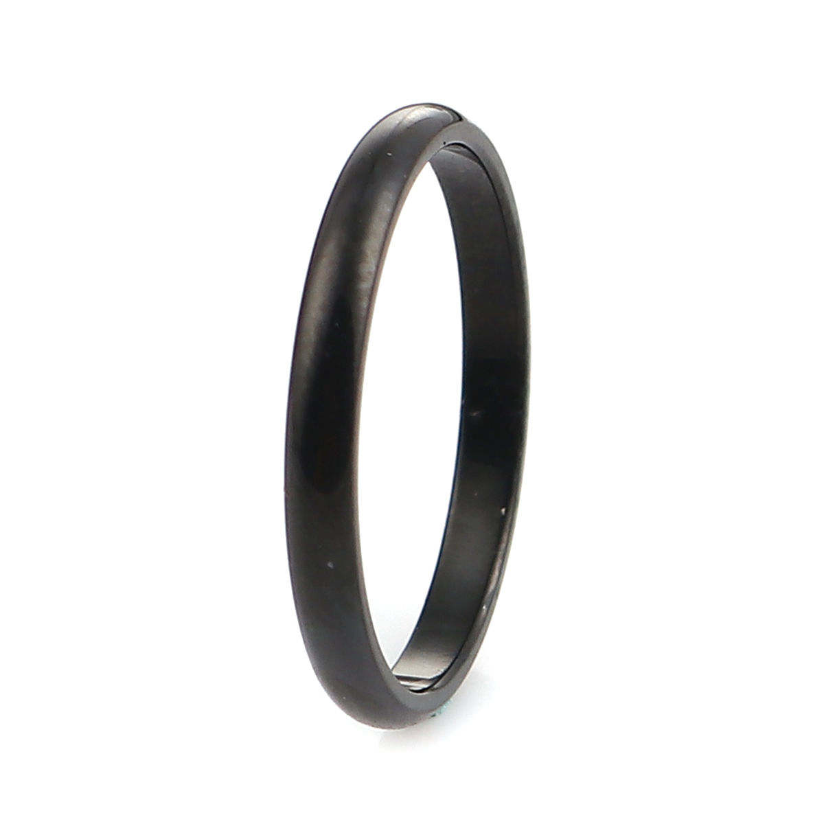 Picture of 316 Stainless Steel Unadjustable Rings Black Round 15.7mm( 5/8")(US Size 5), 5 PCs