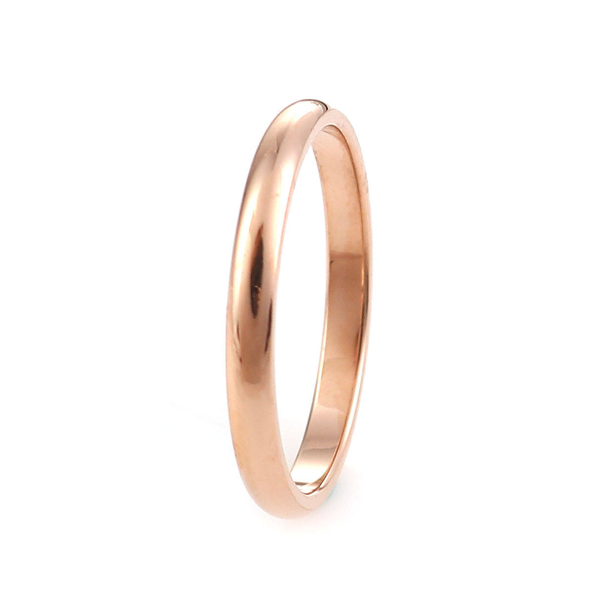 Изображение 316 Нержавеющая сталь Нерегулируемый Кольца 18k Роуз Позолоченные Круглые 15.7мм(Американский Размер 5), 5 ШТ