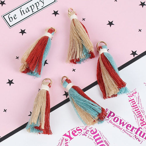 Picture of Cotton Tassel Pendants Purplish W/ Jump Ring 