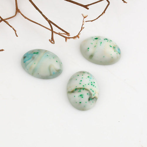 Imagen de Resina Dome Seals Cabochon Óvalo Gris Francés Punto (Ajusta Efecto Mármol ) Diámetro: 18mm x 13mm, 30 Unidades