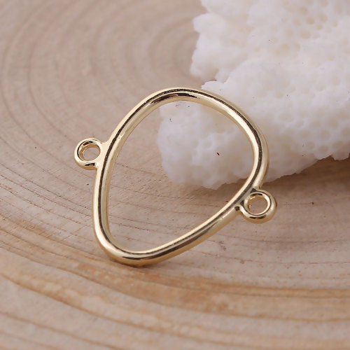 Изображение Цинковый Сплав Коннекторы Фурнитуры Водяная Капля Позолоченный Ажурная Резьба 20мм x 19мм, 20 ШТ