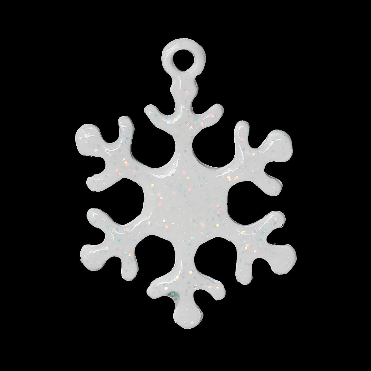 Imagen de Colgantes Aleación del Metal Del Zinc de Copo de nieve Navidad , Blanco    Esmalte 27mmx 20mm, 10 Unidades